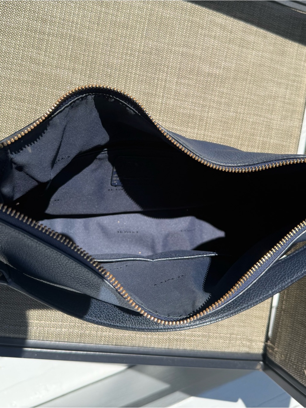 Coach Navy Pebbled Leather Hobo with Gold Hardware - Picture 3 of 8